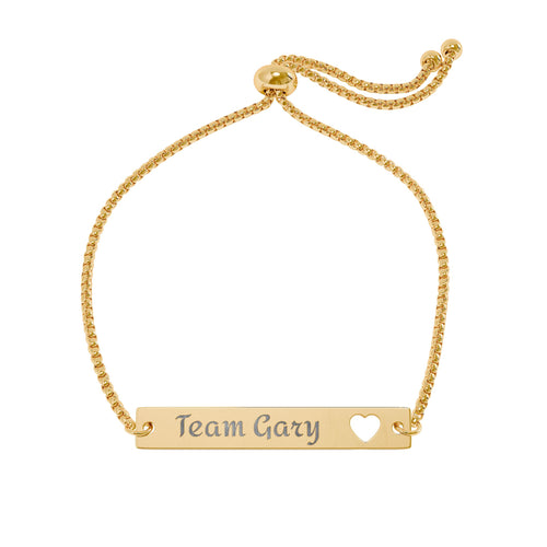 "Team Gary" Heart Cutout Bar Bracelet — Adjustable Bracelet